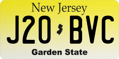 NJ license plate J20BVC