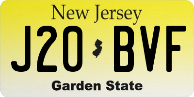 NJ license plate J20BVF