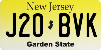 NJ license plate J20BVK