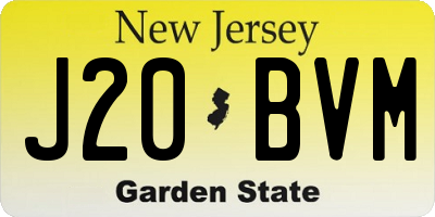 NJ license plate J20BVM