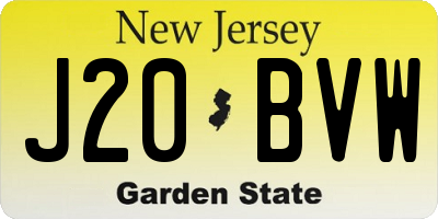 NJ license plate J20BVW