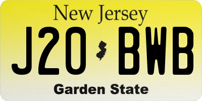 NJ license plate J20BWB