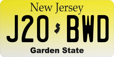 NJ license plate J20BWD