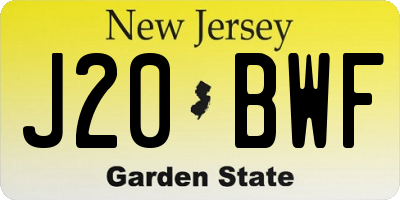 NJ license plate J20BWF