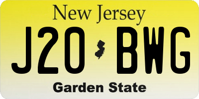 NJ license plate J20BWG