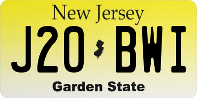 NJ license plate J20BWI