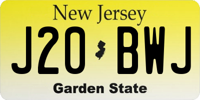 NJ license plate J20BWJ