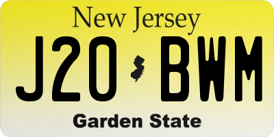 NJ license plate J20BWM