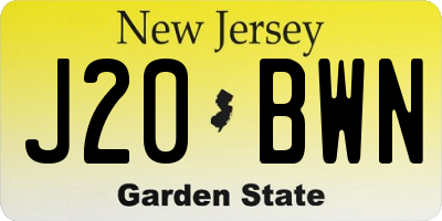 NJ license plate J20BWN
