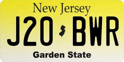 NJ license plate J20BWR