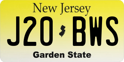 NJ license plate J20BWS