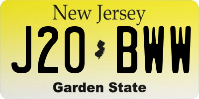 NJ license plate J20BWW