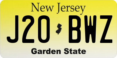 NJ license plate J20BWZ