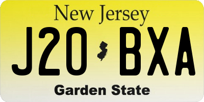 NJ license plate J20BXA