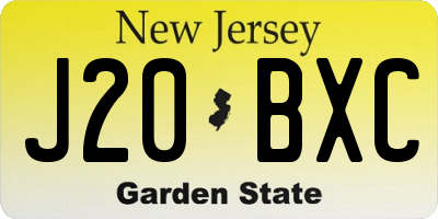 NJ license plate J20BXC