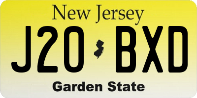 NJ license plate J20BXD