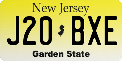 NJ license plate J20BXE