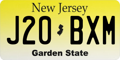 NJ license plate J20BXM