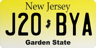 NJ license plate J20BYA