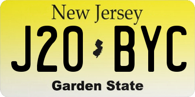 NJ license plate J20BYC