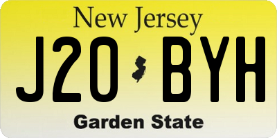 NJ license plate J20BYH