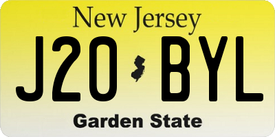 NJ license plate J20BYL