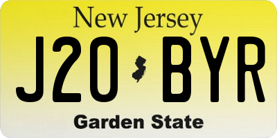 NJ license plate J20BYR