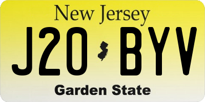 NJ license plate J20BYV