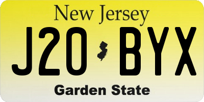 NJ license plate J20BYX