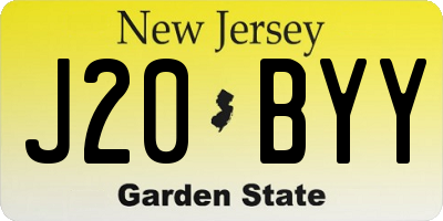 NJ license plate J20BYY