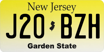NJ license plate J20BZH