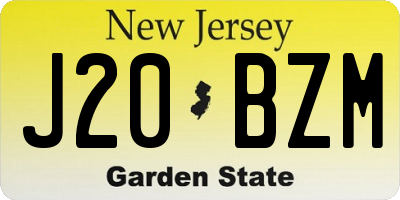 NJ license plate J20BZM
