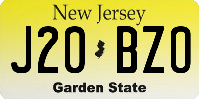NJ license plate J20BZO