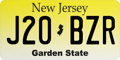 NJ license plate J20BZR