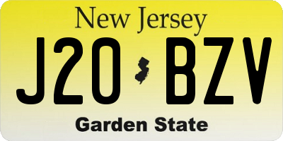 NJ license plate J20BZV