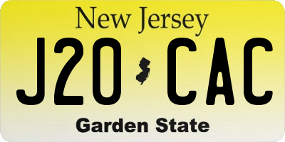 NJ license plate J20CAC