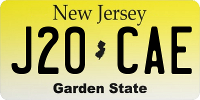 NJ license plate J20CAE