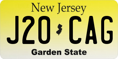 NJ license plate J20CAG