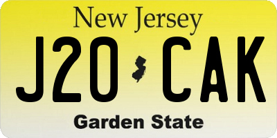 NJ license plate J20CAK