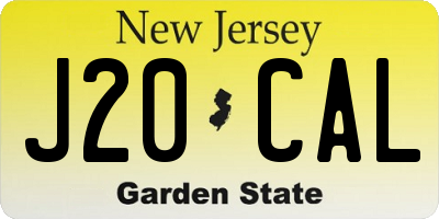 NJ license plate J20CAL