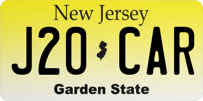 NJ license plate J20CAR