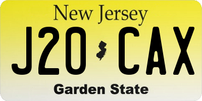 NJ license plate J20CAX