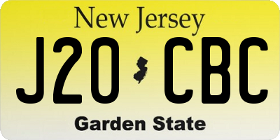 NJ license plate J20CBC
