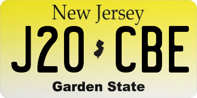 NJ license plate J20CBE