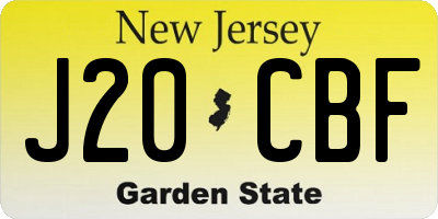 NJ license plate J20CBF