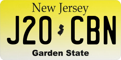 NJ license plate J20CBN