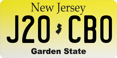 NJ license plate J20CBO