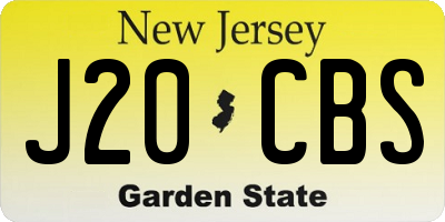 NJ license plate J20CBS