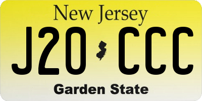 NJ license plate J20CCC