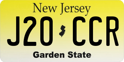 NJ license plate J20CCR